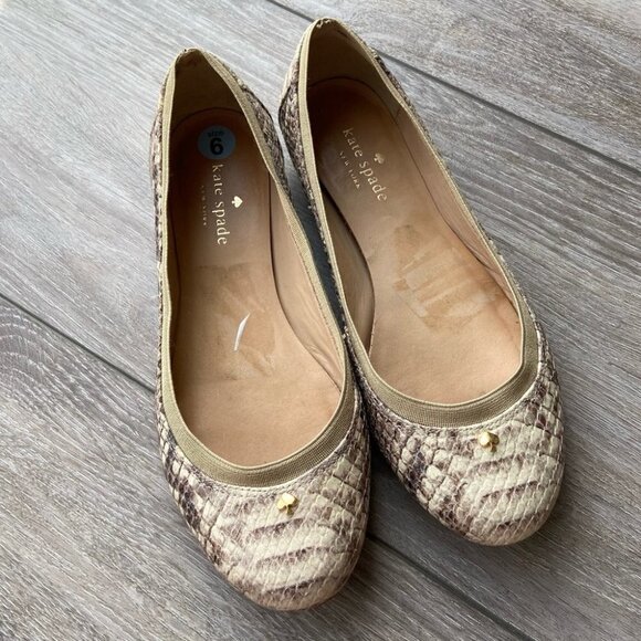 kate spade Shoes - Kate Spade Snakeskin Leather Ballet Flats